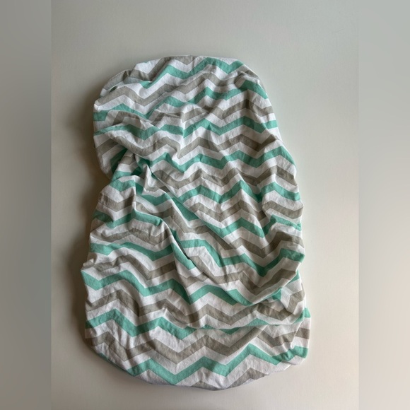 Joey & Joan chevron fitted bassinet sheet 19X32” turquoise gray white baby crib - Picture 1 of 2